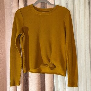 Texture & Thread Size S Mustard Knotted Front Long Sleeve